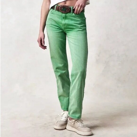 NWT We the Free Pacifica High Rise Slim Straight Leg Jeans Green 25 - Picture 1 of 11
